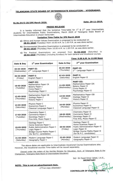 Telangana Inter 2nd Year General Examination 2024 Results.